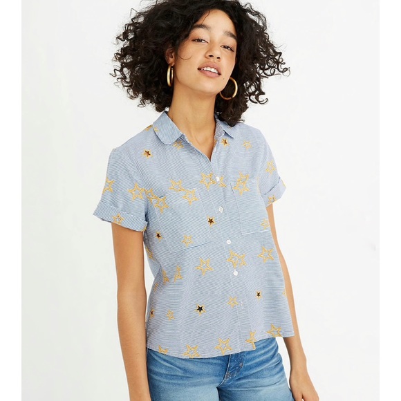 Madewell Tops - Madewell Star Embroidered Striped Shirt